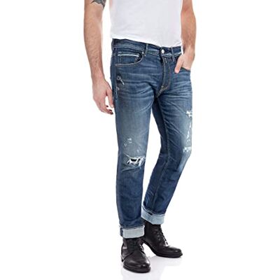 Replay Grover jeans för män, 009 medium blå, 3236, 009 medium blå, 32W x 36L Replay Grover jeans för män, 009 medium blå, 3236, 009 medium blå, 32W x 36L