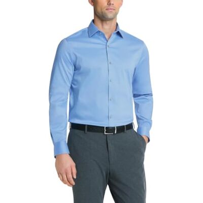 Van Heusen Men's Dress Shirt Slim Fit Ultra Wrinkle Free Flex Collar Stretch, Blue Frost, 16"-16.5" Neck36-37 Sleeve Van Heusen Men's Dress Shirt Slim Fit Ultra Wrinkle Free Flex Collar Stretch, Blue Frost, 16"-16.5" Neck36-37 Sleeve