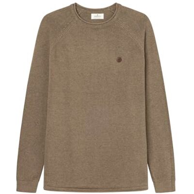 Springfield Gg7 Basic Pullover med PU-logotyp, brons, S Springfield Gg7 Basic Pullover med PU-logotyp, brons, S