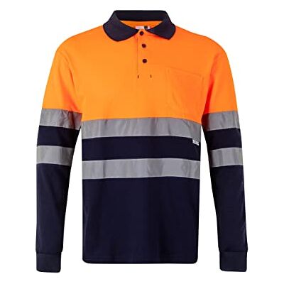VELILLA 305515 Pikétröja i bomull, tvåfärgad och långärmad, marinblå och fluorescerande orange, storlek 4XL, Marinblå/fluorescerande orange, 4XL VELILLA 305515 Pikétröja i bomull, tvåfärgad och långärmad, marinblå och fluorescerande orange, storlek 4XL, Marinblå/fluorescerande orange, 4XL