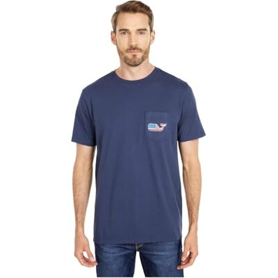 Vineyard Vines herr kortärmad V amerikansk valficka t-shirt, Blå blazer, L Vineyard Vines herr kortärmad V amerikansk valficka t-shirt, Blå blazer, L