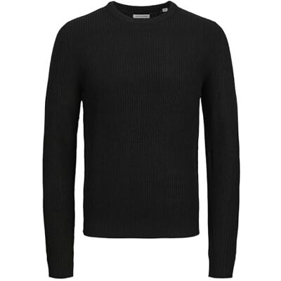 JACK & JONES Jjelewis stickad crew neck Sn stickad tröja, svart, S JACK & JONES Jjelewis stickad crew neck Sn stickad tröja, svart, S