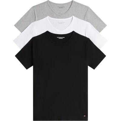 Tommy Hilfiger herr stretch VN TEE SS 3PACK S/S t-shirt, svart/vit/grå ljung, M, Svart/vit/grå ljung, M Tommy Hilfiger herr stretch VN TEE SS 3PACK S/S t-shirt, svart/vit/grå ljung, M, Svart/vit/grå ljung, M