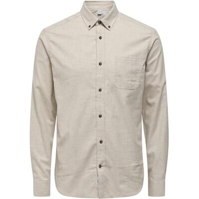 Only & Sons Onsroad Life Reg Melange Ls skjorta långärmad skjorta, Silverfoder, XXL Only & Sons Onsroad Life Reg Melange Ls skjorta långärmad skjorta, Silverfoder, XXL