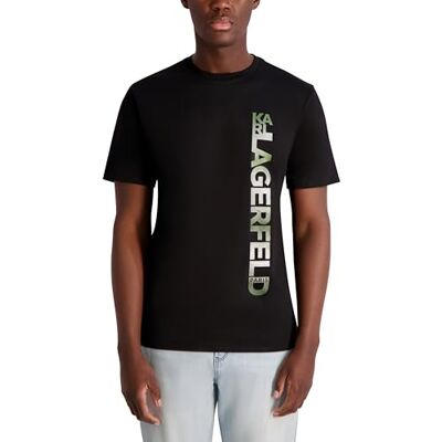 KARL LAGERFELD Paris Kort ärm Crewneck grafisk design T-shirt med rund hals kortärmad grafisk design herr, Svart, L KARL LAGERFELD Paris Kort ärm Crewneck grafisk design T-shirt med rund hals kortärmad grafisk design herr, Svart, L