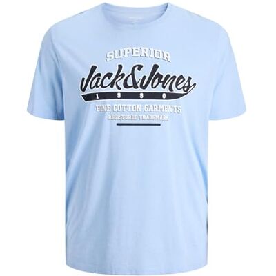 JACK & JONES JACK&JONES PLUS JJELOGO Tee SS O-Neck 2 COL AW24 S PLS, Chambray blå/detalj: melerad, 3XL JACK & JONES JACK&JONES PLUS JJELOGO Tee SS O-Neck 2 COL AW24 S PLS, Chambray blå/detalj: melerad, 3XL