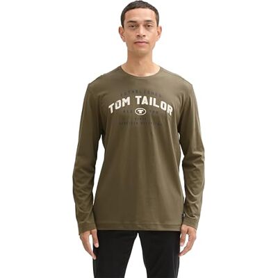 TOM TAILOR Långärmad T-shirt för män, 11848 – Jungle Soil Green, M TOM TAILOR Långärmad T-shirt för män, 11848 – Jungle Soil Green, M