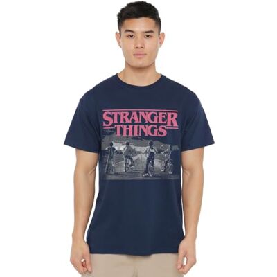 Stranger Things Unisex Seson 1 affisch cykel scen unisex t-shirt t-shirt, Marinblått Xsp, 3XL Stranger Things Unisex Seson 1 affisch cykel scen unisex t-shirt t-shirt, Marinblått Xsp, 3XL