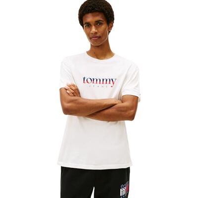 Tommy Jeans herr kortärmad t-shirt med normal passform, Vit (Ecru), XS Tommy Jeans herr kortärmad t-shirt med normal passform, Vit (Ecru), XS