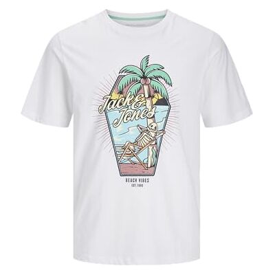 JACK & JONES Jjelijah Tee Ss Crew Neck, Vit, M JACK & JONES Jjelijah Tee Ss Crew Neck, Vit, M
