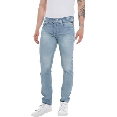 Replay Slim raka ben jeans Grover, 010 ljusblå, 27W / 32L Replay Slim raka ben jeans Grover, 010 ljusblå, 27W / 32L