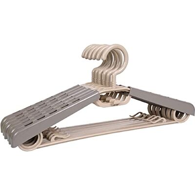 Bondream 6-pack slitstark plast extra bred arm 38 cm – 58 cm passar klädhängare med vridbara krokar, perfekt för rock, jacka, klänning, skjorta, byxor eller garderob, platsbesparande, grå och brun Bondream 6-pack slitstark plast extra bred arm 38 cm – 58 cm passar klädhängare med vridbara krokar, perfekt för rock, jacka, klänning, skjorta, byxor eller garderob, platsbesparande, grå och brun