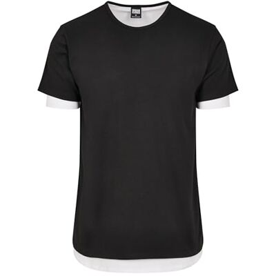 Urban Classics T-shirt för män med dubbla lager, Flerfärgad (Black/White 00826), S Urban Classics T-shirt för män med dubbla lager, Flerfärgad (Black/White 00826), S