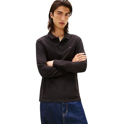Tommy Jeans herr TJM Slim Placket Polo LS EXT DM0DM20232, svart, XS, svart (svart), XS Tommy Jeans herr TJM Slim Placket Polo LS EXT DM0DM20232, svart, XS, svart (svart), XS