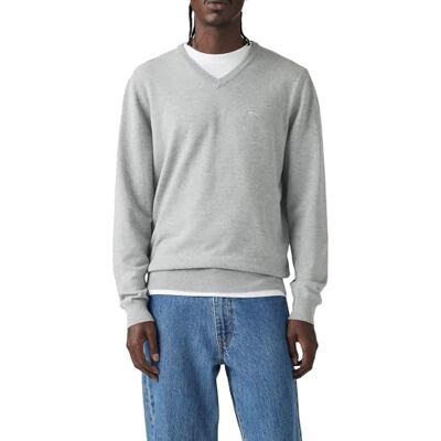 Levi's Lw V Neck Hm Tröja Mid Tone Grey Heath, Mellanton grå värme, S Levi's Lw V Neck Hm Tröja Mid Tone Grey Heath, Mellanton grå värme, S