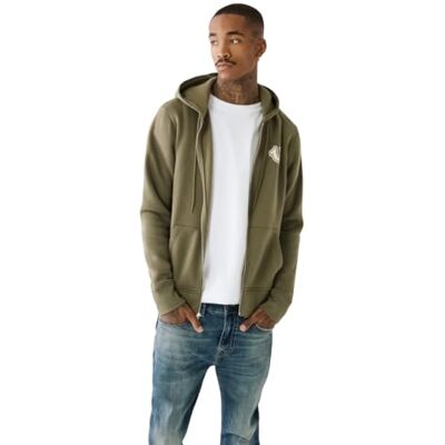True Religion mäns RAW EXAGGERATED ZIP ICON HOODIE, Kalamata, L True Religion mäns RAW EXAGGERATED ZIP ICON HOODIE, Kalamata, L