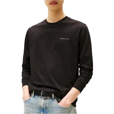 Tommy Jeans TJM Slim Chest Linear LS tee Ext Dm0dm21594 T-shirt L/S, svart (svart) XXL för män, svart, XXL Tommy Jeans TJM Slim Chest Linear LS tee Ext Dm0dm21594 T-shirt L/S, svart (svart) XXL för män, svart, XXL