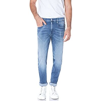 Replay Herren Jeans Anbass Slim-Fit Hyperflex White Shades mit Stretch, Blau (Light Blue 010), 28W / 34L Replay Herren Jeans Anbass Slim-Fit Hyperflex White Shades mit Stretch, Blau (Light Blue 010), 28W / 34L