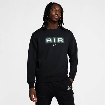 NIKE Air fleecetröja med rund hals för män, svart/svart, HM0177-011, 2XL NIKE Air fleecetröja med rund hals för män, svart/svart, HM0177-011, 2XL