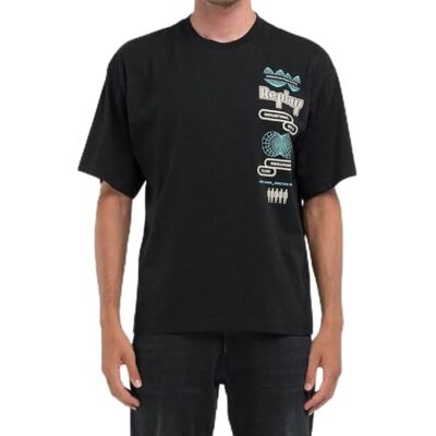 Replay T-shirt för män, 098 svart, XL Replay T-shirt för män, 098 svart, XL