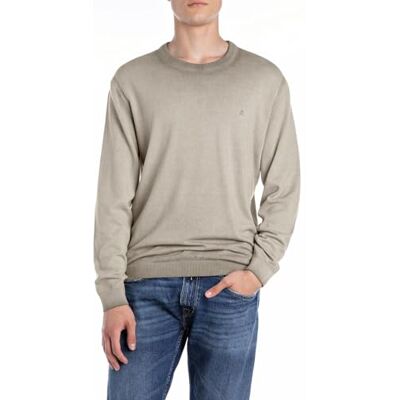 Replay herr regular fit bomullströja, 022 Brun Rice, M Replay herr regular fit bomullströja, 022 Brun Rice, M