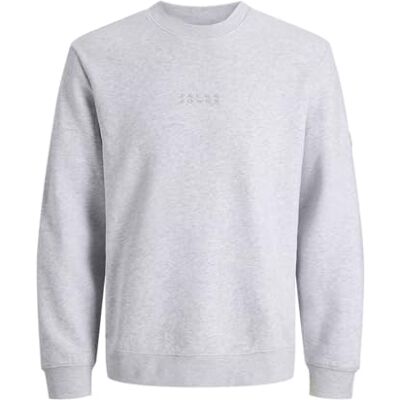 JACK & JONES Jcopoint Sweat Badge Crew Neck Bf, Vit melange, M JACK & JONES Jcopoint Sweat Badge Crew Neck Bf, Vit melange, M