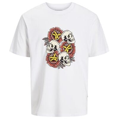 JACK & JONES Joranatomy skalle t-shirt Ss Crew Neck Sn, Ljus vit, S JACK & JONES Joranatomy skalle t-shirt Ss Crew Neck Sn, Ljus vit, S