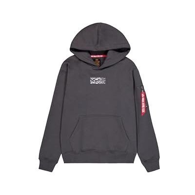 ALPHA INDUSTRIES Metallplatta huvtröja herr, Vintage grå, XXL ALPHA INDUSTRIES Metallplatta huvtröja herr, Vintage grå, XXL