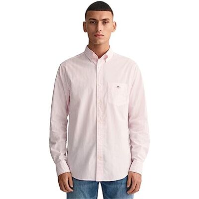 GANT Reg Poplin randig skjorta för män, Ljusrosa, XXL GANT Reg Poplin randig skjorta för män, Ljusrosa, XXL