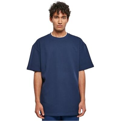 Urban Classics T-shirt för män överdimensionerad våffel-t-shirt, Mörkblå, L Urban Classics T-shirt för män överdimensionerad våffel-t-shirt, Mörkblå, L