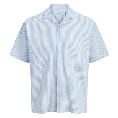 JACK & JONES Jjmilo Seersucker Resort Shirt Ss, Kashmirblå, XXL JACK & JONES Jjmilo Seersucker Resort Shirt Ss, Kashmirblå, XXL