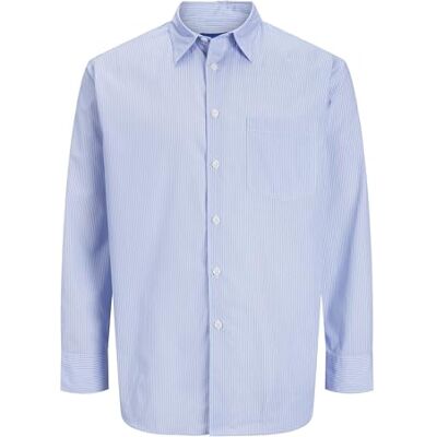 JACK & JONES JORBILL POPLIN överdimensionerad skjorta LS, Bländande blå, L JACK & JONES JORBILL POPLIN överdimensionerad skjorta LS, Bländande blå, L