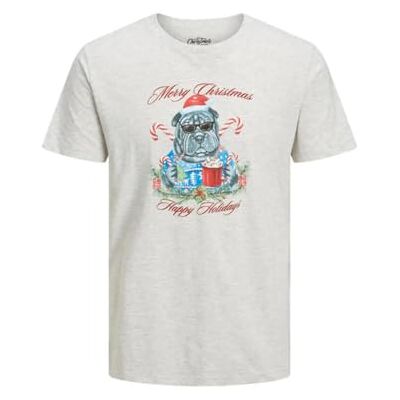 JACK & JONES JACK&JONES Herr JORCHRISTMAS Mugshot Tee SS C.N Xmas T-shirt, vit melange, L JACK & JONES JACK&JONES Herr JORCHRISTMAS Mugshot Tee SS C.N Xmas T-shirt, vit melange, L