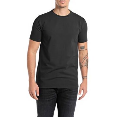 Replay Basic T-shirt för män, normal slim fit, 098 svart, XXL Replay Basic T-shirt för män, normal slim fit, 098 svart, XXL