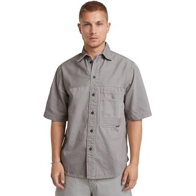 G-STAR RAW Dubbel ficka avslappnad skjorta ss, Grå (Renässance Correct Grey Gd D24603-d551-g410), L G-STAR RAW Dubbel ficka avslappnad skjorta ss, Grå (Renässance Correct Grey Gd D24603-d551-g410), L