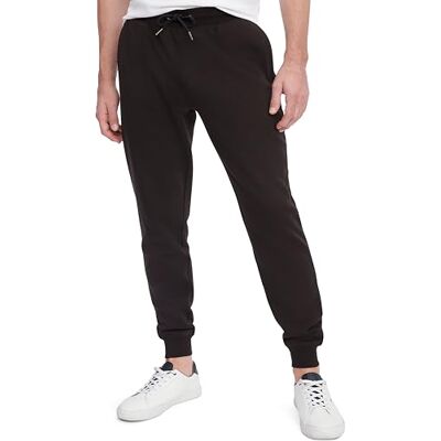 Tommy Hilfiger herr casual fleece fodrade joggingbyxor, alltså tillgängliga i stor & lång träningsbyxor, svart, XL Tommy Hilfiger herr casual fleece fodrade joggingbyxor, alltså tillgängliga i stor & lång träningsbyxor, svart, XL