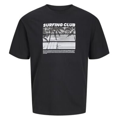 JACK & JONES Jjporto Tee Ss Crew Neck, svart, L JACK & JONES Jjporto Tee Ss Crew Neck, svart, L