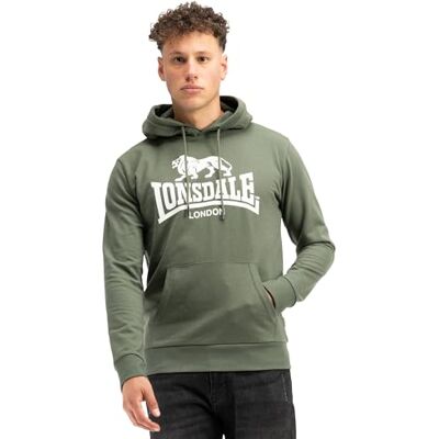 Lonsdale fremington hoodie herr hoodie grå, Grön/vit, S Lonsdale fremington hoodie herr hoodie grå, Grön/vit, S