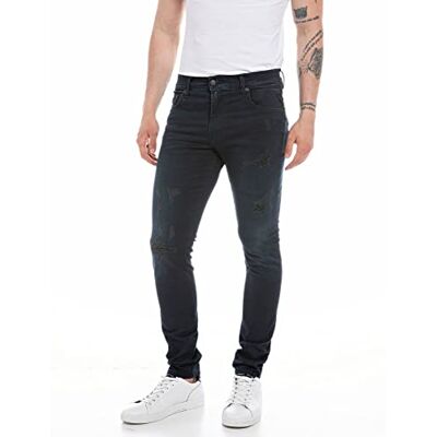 Replay Herr jeans Musse Pigg Slim Fit Hyperflex med stretch, Mörkblå 007, 36W / 34L Replay Herr jeans Musse Pigg Slim Fit Hyperflex med stretch, Mörkblå 007, 36W / 34L