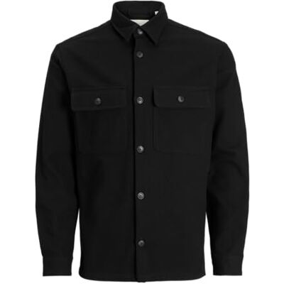 JACK & JONES Jprrayle Melange Solid L/S Overshirt Sn, Svart skönhet, XS JACK & JONES Jprrayle Melange Solid L/S Overshirt Sn, Svart skönhet, XS