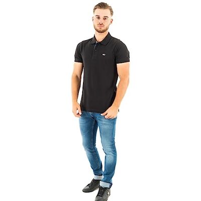 Tommy Jeans herr S/S pikétröjor, Svart, XXL Tommy Jeans herr S/S pikétröjor, Svart, XXL
