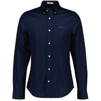 GANT Slim Pinpoint Oxford-skjorta för män, klassisk skjorta, marinblå, standard, marinblå, S GANT Slim Pinpoint Oxford-skjorta för män, klassisk skjorta, marinblå, standard, marinblå, S