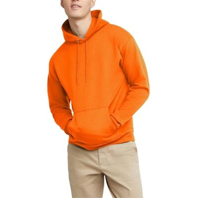 Hanes EcoSmart huvtröja för män, medelvikt fleece, pullover med huva, Orange (Safety Orange), XXL Hanes EcoSmart huvtröja för män, medelvikt fleece, pullover med huva, Orange (Safety Orange), XXL