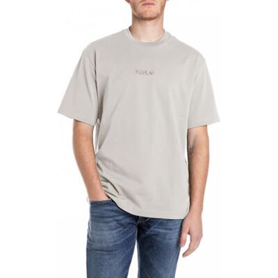 Replay Herr oversize T-shirt av bomull, 013 Alabaster, XS Replay Herr oversize T-shirt av bomull, 013 Alabaster, XS