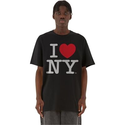 MERCHCODE T-shirt för män I Love NY oversize Tee, överdimensionerad passform, bomull 100%, XS, svart, XS MERCHCODE T-shirt för män I Love NY oversize Tee, överdimensionerad passform, bomull 100%, XS, svart, XS