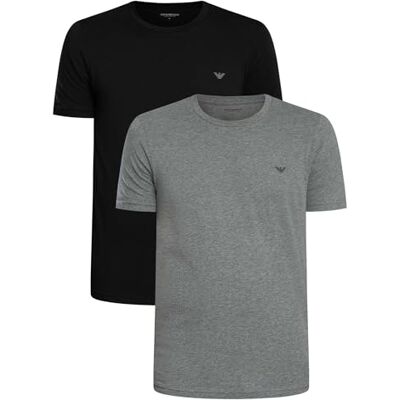 Giorgio Armani män 2-pack crew neck t-shirt, grå melange/svart, M Giorgio Armani män 2-pack crew neck t-shirt, grå melange/svart, M