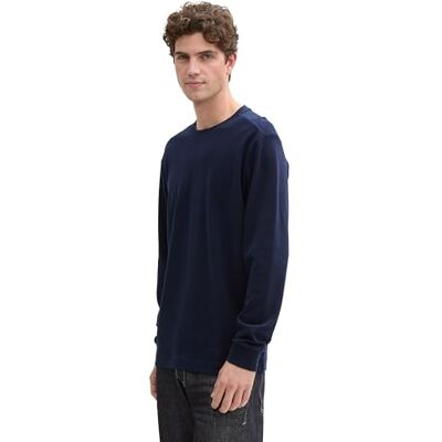 TOM TAILOR Långärmad T-shirt för män, 10668 – himmelskaptensblå, XXL TOM TAILOR Långärmad T-shirt för män, 10668 – himmelskaptensblå, XXL