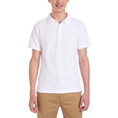 Nautica Young Men's Uniform Short Sleeve Stretch Pique Polo, White, X-Large(40/41) Nautica Young Men's Uniform Short Sleeve Stretch Pique Polo, White, X-Large(40/41)