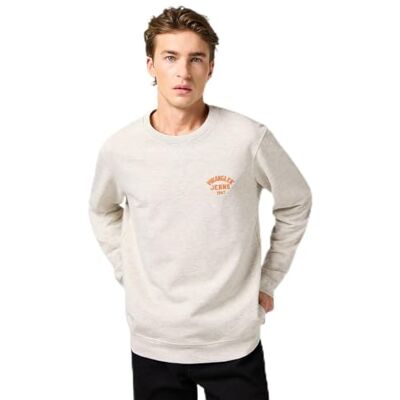 Wrangler SMALL Logo Crew, Oat Melee, S Wrangler SMALL Logo Crew, Oat Melee, S