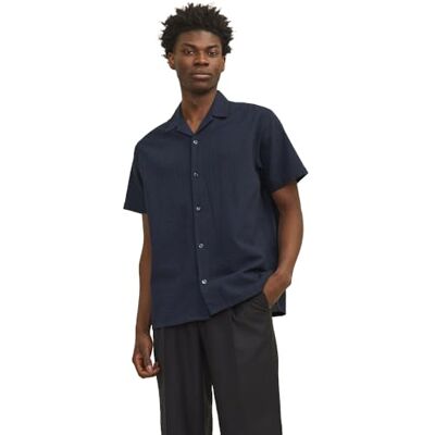 JACK & JONES Joreaster Palma Seersucker skjorta Ss kortärmad skjorta, Sky Captain/detalj: solid, L JACK & JONES Joreaster Palma Seersucker skjorta Ss kortärmad skjorta, Sky Captain/detalj: solid, L